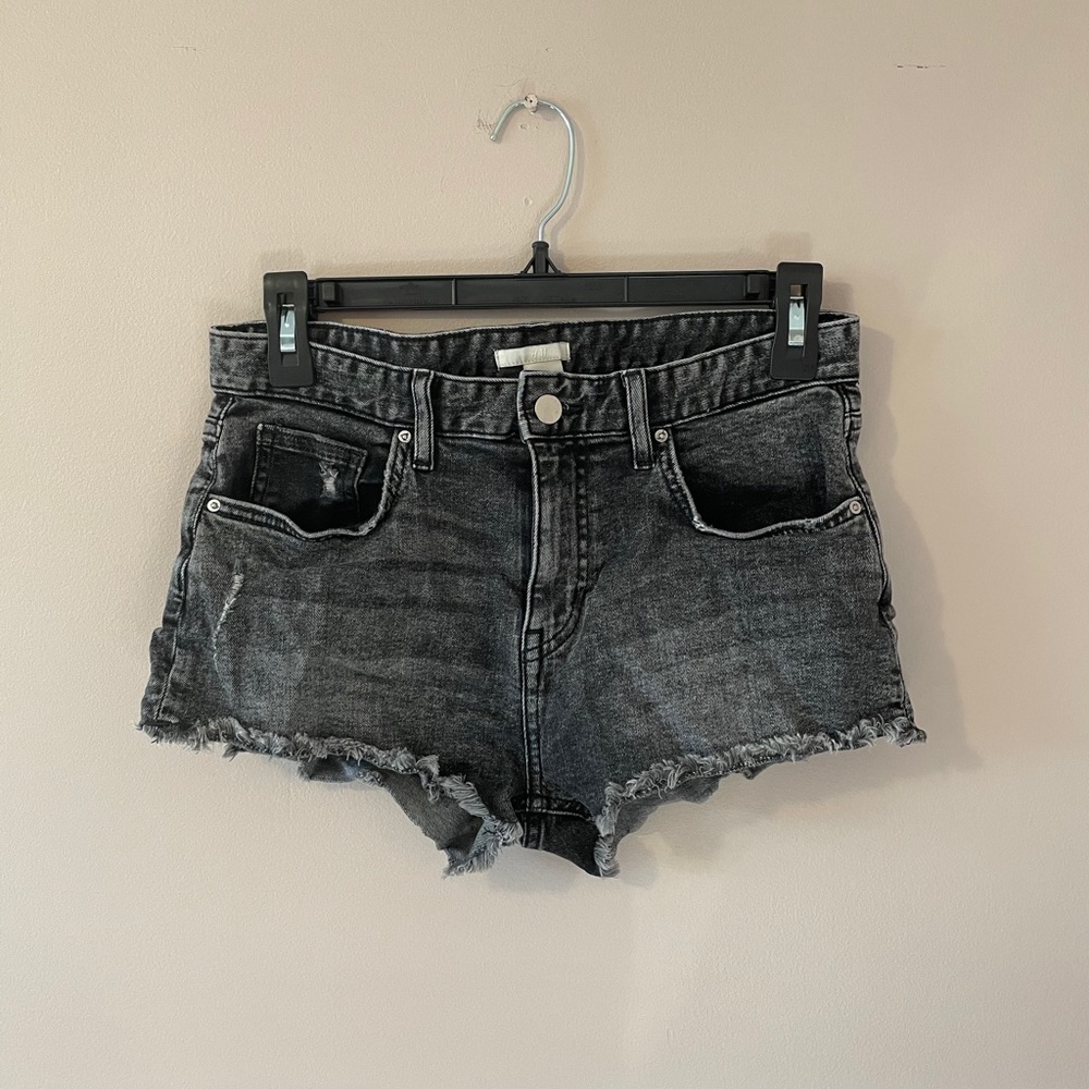 Black denim shorts